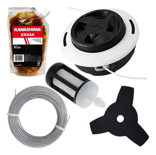 Combo Cabezal Para Stihl Fs120 Fs250 + Cuchilla 3p Blanco