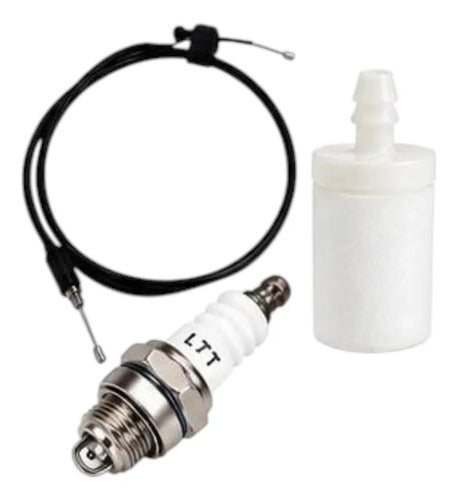 Combo Cable Gas + Bujia Para Husqvarna 143r Andavis