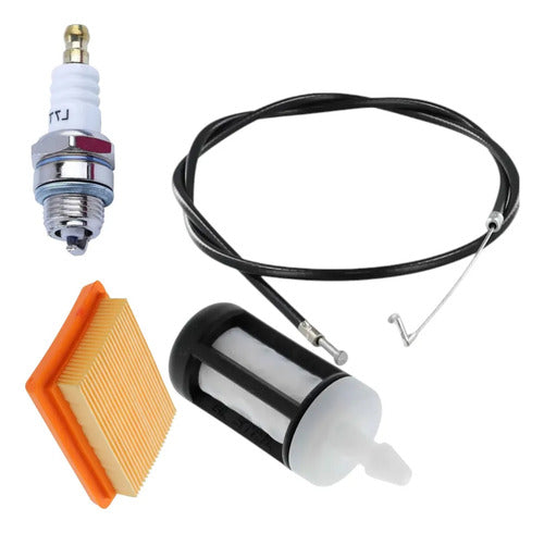 Combo Cable Gas Para Stihl Fs200 Fs300 + Bujia L7t
