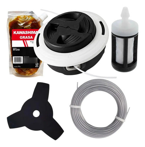 Kit Cabezal Autocut Para Stihl Fs235 Fs250 + Grasa Blanco