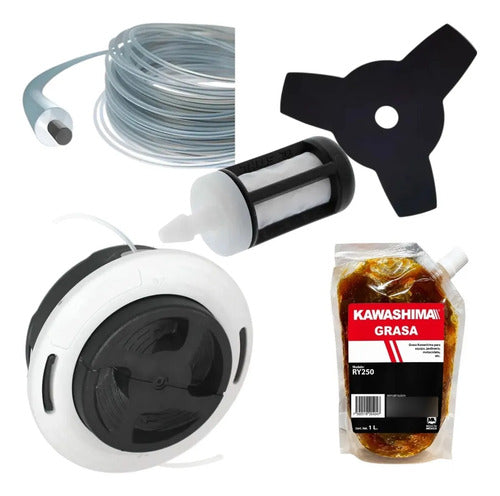 Cabezal Kit Para Stihl Fs200 Fs230 + Cuchilla 3p Blanco
